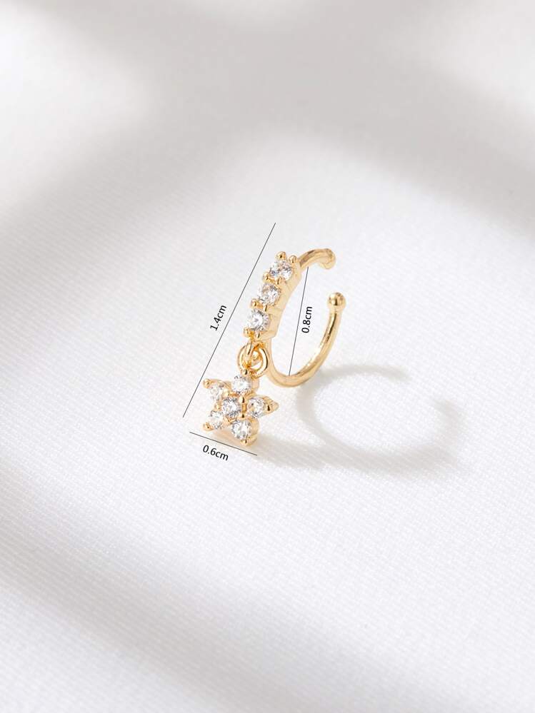 Copper U-Shaped Rhinestone Flower Decor Nose Cuff Body Jewelry Gift Valentines,Mom,Mother,Mother's Day,Gift - Yellow Gold - View 4