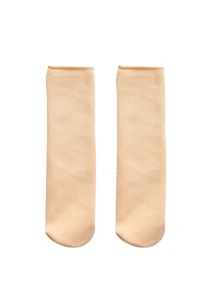 1 双女士白色纯色保暖内衬休闲中筒袜（冬季）