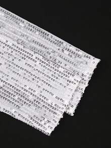 Fringe Trim Wrap Sequin Dress - Silver - View 4