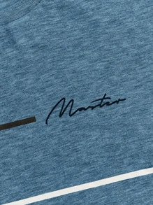 Manfinity VCAY Men Letter Graphic Tee - Dusty Blue - View 4