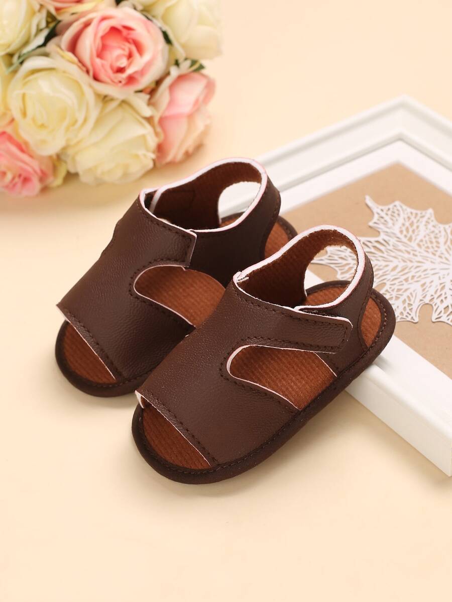 Bebé Sandalias con tira cierre de gancho y bucle - Marrón - Ver 1