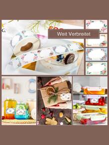 1卷花卉和字母圖形標籤貼紙信封貼紙用於派對烘焙 - 彩色 - 查看 4