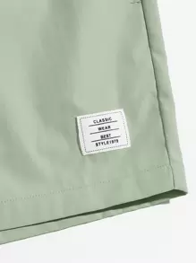 Manfinity VCAY Loose Men's Drawstring Waist Letter Patched Shorts - Mint Green - View 3