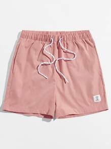 Manfinity VCAY Men's Loose Fit Letter Patched Drawstring Shorts - Coral Pink - View 1