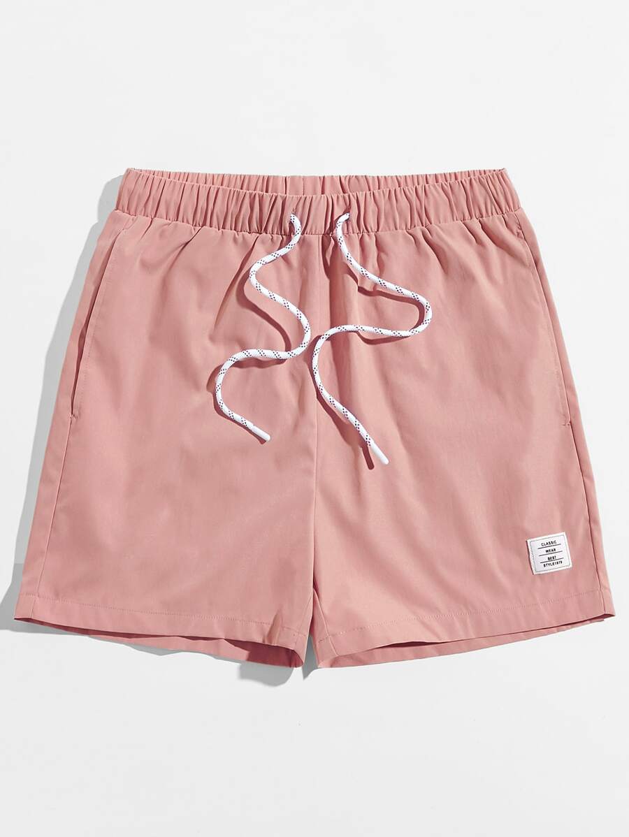 Manfinity VCAY Men's Loose Fit Letter Patched Drawstring Shorts - Coral Pink - View 1