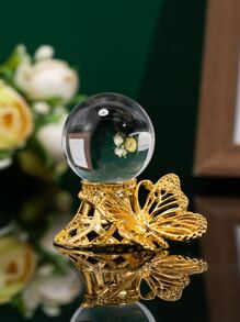 1pc Butterfly Design Decoration Craft, Artificial Crystal Ball Ornament For Home Decor - Multicolor - View 2