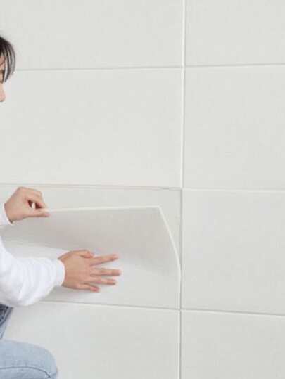 1 bucată hârtie de perete PE, decor minimalist minimalist de culoare albă, cu design de cărămidă, pentru casă