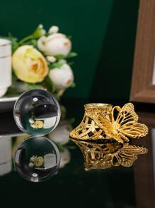 1pc Butterfly Design Decoration Craft, Artificial Crystal Ball Ornament For Home Decor - Multicolor - View 4