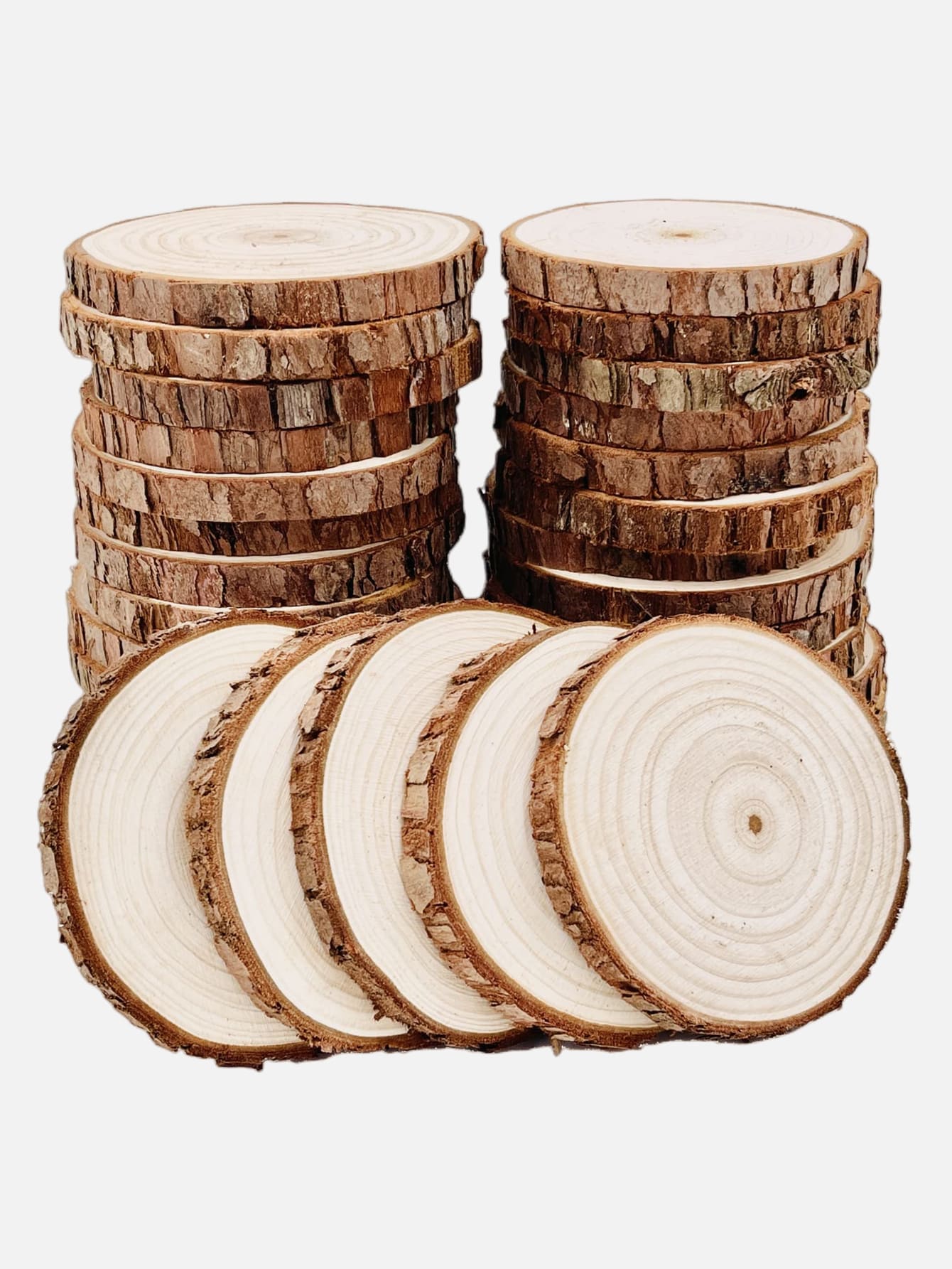 3 piezas de artesanía de decoración de bricolaje de madera, tocón de árbol redondo, artesanía de bricolaje, para bricolaje - Beis - Ver 1