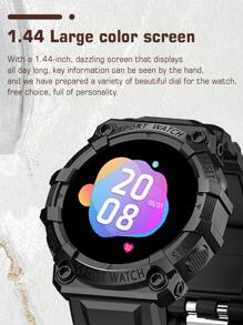 1入組黑色矽膠錶帶1.3英寸運動活動觸控式螢幕健身追蹤圓智能手錶帶心率監測,作為A禮品 - 黑色 - 查看 4