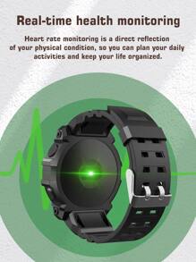 1入組黑色矽膠錶帶1.3英寸運動活動觸控式螢幕健身追蹤圓智能手錶帶心率監測,作為A禮品 - 黑色 - 查看 5