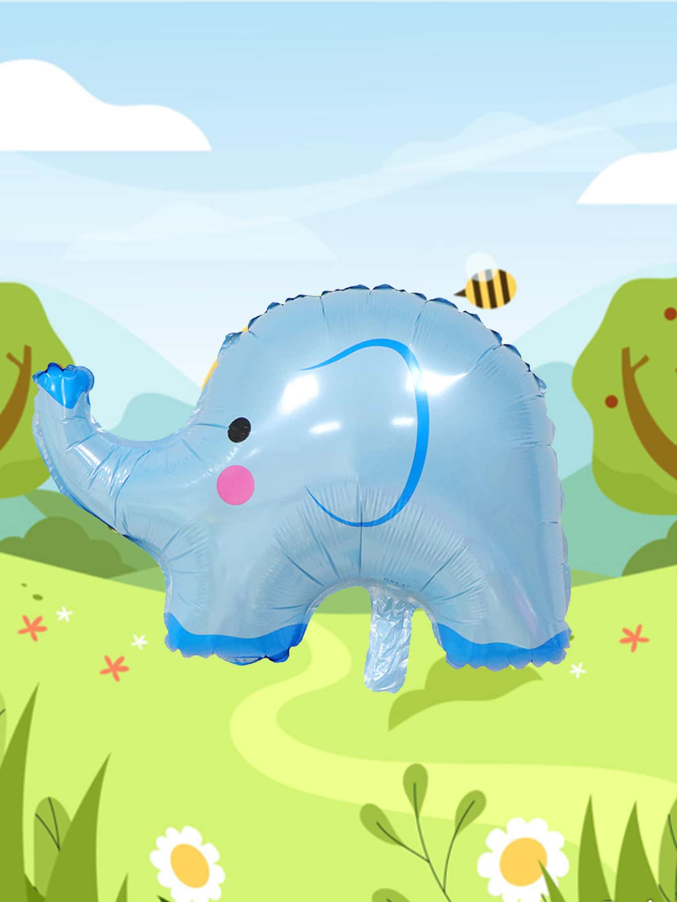 1pc Blue Elephant Shaped Balloon, Cute PE Decorative Balloon For Party - Blue - View 1