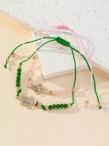 12入組/套眼睛和水鑽裝飾手環 - 彩色 - 查看 2