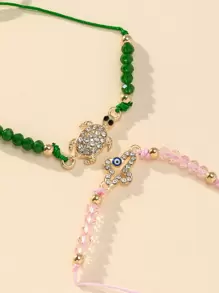 12入組/套眼睛和水鑽裝飾手環 - 彩色 - 查看 4