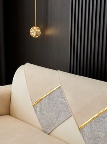 1pc Soft Luxury Sofa Cover, Polyester Stretchy Sofa Slipcover For Home - Beige - View 5