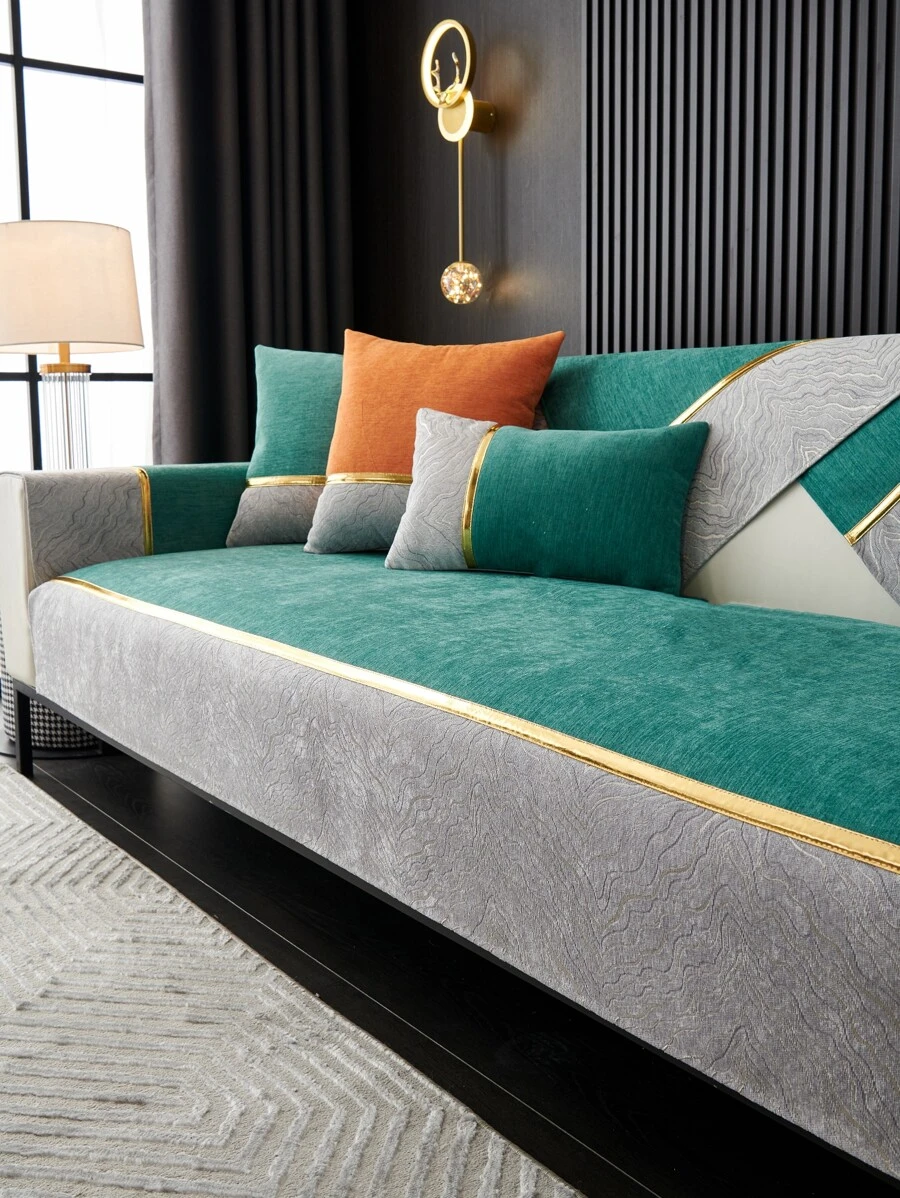 1入組柔軟奢華沙發滌綸彈性沙發套 - 綠色 - 查看 1