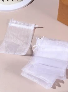 12 gói Gói quà dây rút rõ ràng Túi gạc, Túi ủng hộ tiệc polyester - trắng - Xem 4