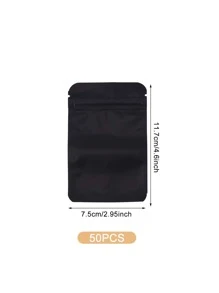 50 件黑色礼品包装袋，纯色 PVC 礼品包装密封袋，适合派对、返校、情人节 - 黑色 - 查看 3