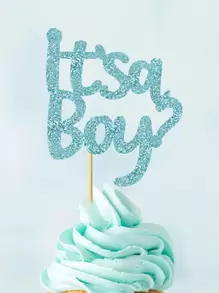 12 sztuk niebieskich liter w kształcie topperów na tort, papierowa dekoracja na wierzch tortu na imprezę z okazji ujawnienia płci dziecka, Boże Narodzenie - Jasnoniebieski - Zobacz 5