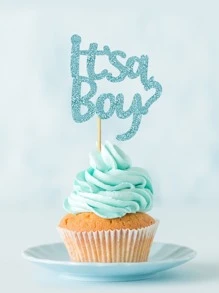 12 sztuk niebieskich liter w kształcie topperów na tort, papierowa dekoracja na wierzch tortu na imprezę z okazji ujawnienia płci dziecka, Boże Narodzenie - Jasnoniebieski - Zobacz 6