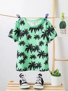 Toddler Boys Coconut Tree Print Tee - Green - View 1