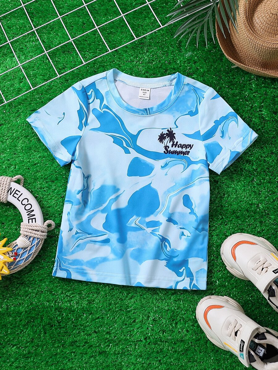 Toddler Boys Letter Graphic Tee - Blue - View 1