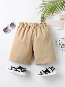 Toddler Boys Flap Pocket Solid Shorts - Khaki - View 2