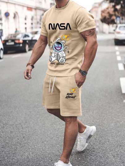 Guys Astronaut & Letter Graphic Tee & Shorts