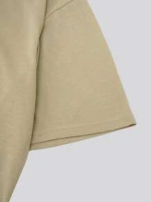 ROMWE MEN Các bạn Áo thun Bông Đồ họa hoạt hình và khẩu hiệu - Màu Khaki - Xem 4
