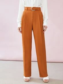 MOTF PREMIUM 鏈條細節繫腰帶連衣裙長褲 - 薑色 - 查看 3