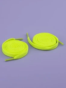 1雙極簡鞋带螢光綠滌綸時尚配件適用於運動鞋 - 綠色 - 查看 3