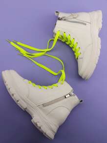 1雙極簡鞋带螢光綠滌綸時尚配件適用於運動鞋 - 綠色 - 查看 6