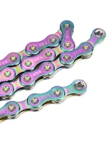 Cadena de bicicleta 9 Velocidad 9s Cadena unicolor Arco iris MTB Cadena de bicicleta de carretera de montaña - Multicolor - Ver 7