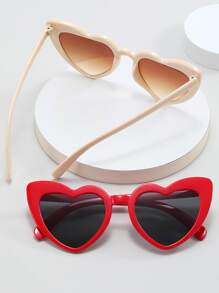 2 副女士心形时尚派对时尚眼镜沙滩配饰女士眼镜太阳镜基本款秋冬女士服装商务休闲礼物适合夏季海滩度假、户外、旅行 - 彩色 - 查看 3