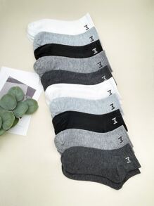 10對男士字母圖案休閒中筒襪 - 彩色 - 查看 1