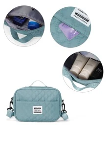 Floless 2入組手提包方袋旅行收納袋分娩袋大號女士旅行行李袋，帶洗漱包旅行袋隔夜包帶濕袋和拉桿套隨身攜帶運動手提袋健身房行李袋醫院包 - 淺藍色 - 查看 7