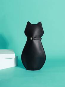 Mini Sling Bag Cat Design Buckle Decor PU