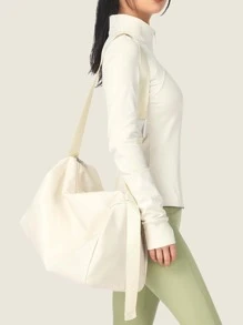 Oversized Hobo Bag Minimalist Wet Dry Pockets For Sports - Beige - View 2