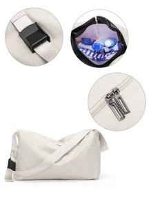 Oversized Hobo Bag Minimalist Wet Dry Pockets For Sports - Beige - View 7