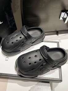 女士鏤空時尚黑色洞洞鞋適用於和戶外