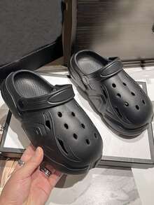 女士鏤空時尚黑色洞洞鞋適用於和戶外