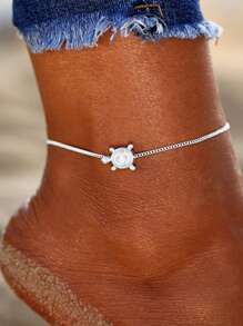 海龜裝飾腳錬 - 銀色 - 查看 5