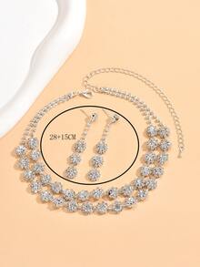 3 piezas/set Set joya con diseño de diamante de imitación - Plateado - Ver 4
