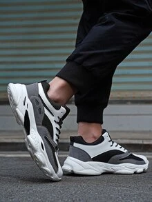 男士透氣繫帶撞色運動戶外織物老爹鞋 - 彩色 - 查看 6