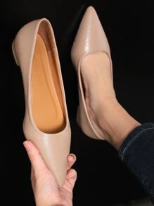 女士尖頭優雅平底鞋 - 杏色 - 查看 1