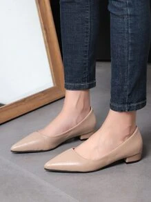 女士尖頭優雅平底鞋 - 杏色 - 查看 4