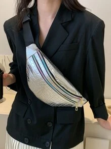 大腰包鱷魚壓紋金屬質感前衛