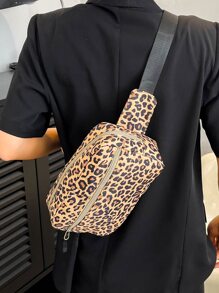 Riñonera pequeño con patrón de leopardo nailon - Multicolor - Ver 2