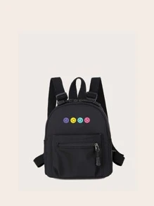 Mochila clásica pequeña con gráfico de dibujos animados, bolsa escolar, portátil, ligera, clásica, casual para adolescentes, mujeres estudiantes universitarias, niños y hombres, escuela primaria, secundaria, universidad, compras, actividades al aire libre, viajes - Negro - Ver 1