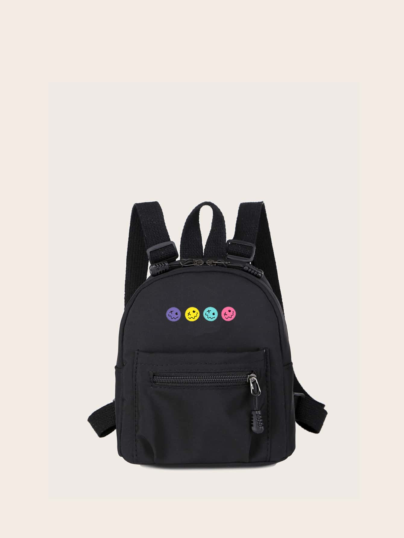 Mochila clásica pequeña con gráfico de dibujos animados, bolsa escolar, portátil, ligera, clásica, casual para adolescentes, mujeres estudiantes universitarias, niños y hombres, escuela primaria, secundaria, universidad, compras, actividades al aire libre, viajes - Negro - Ver 1